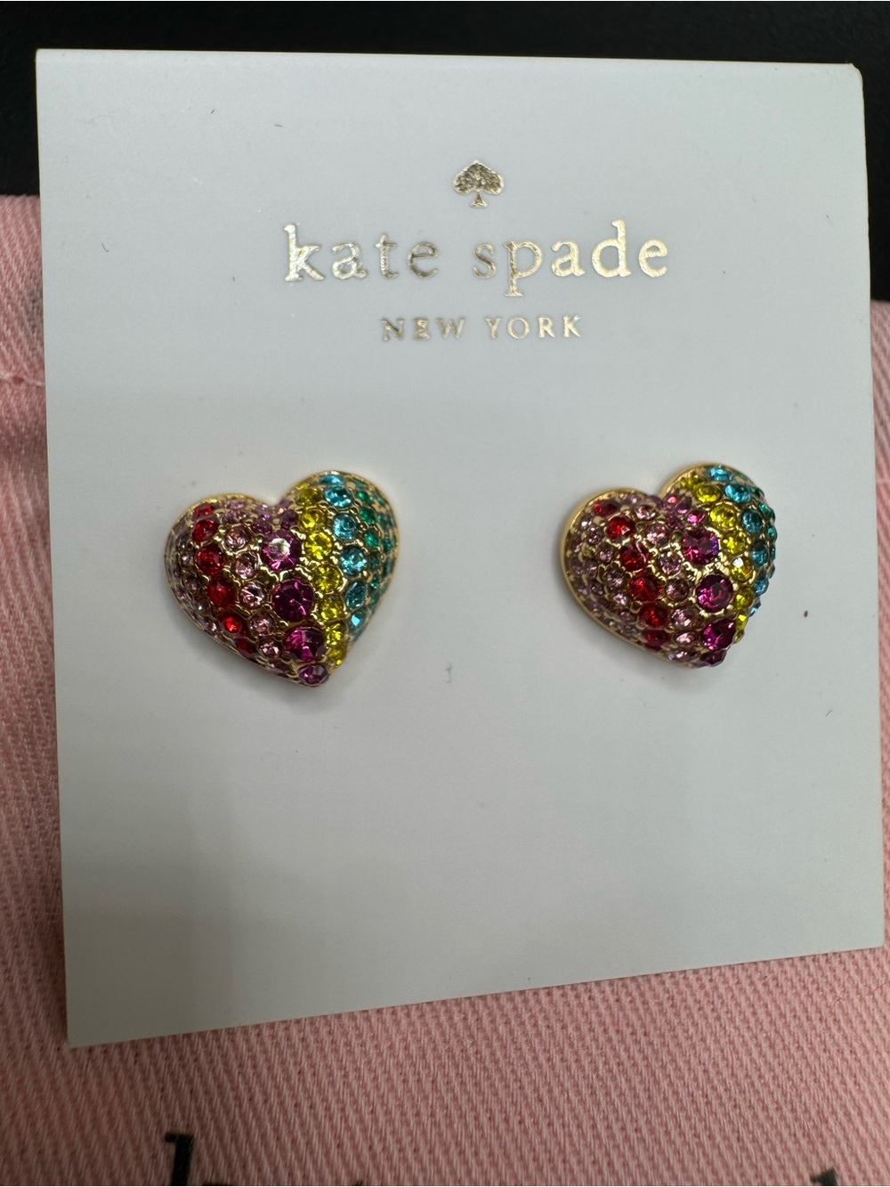 kate spade New York Multicolor Crystal Heart Stud Earrings